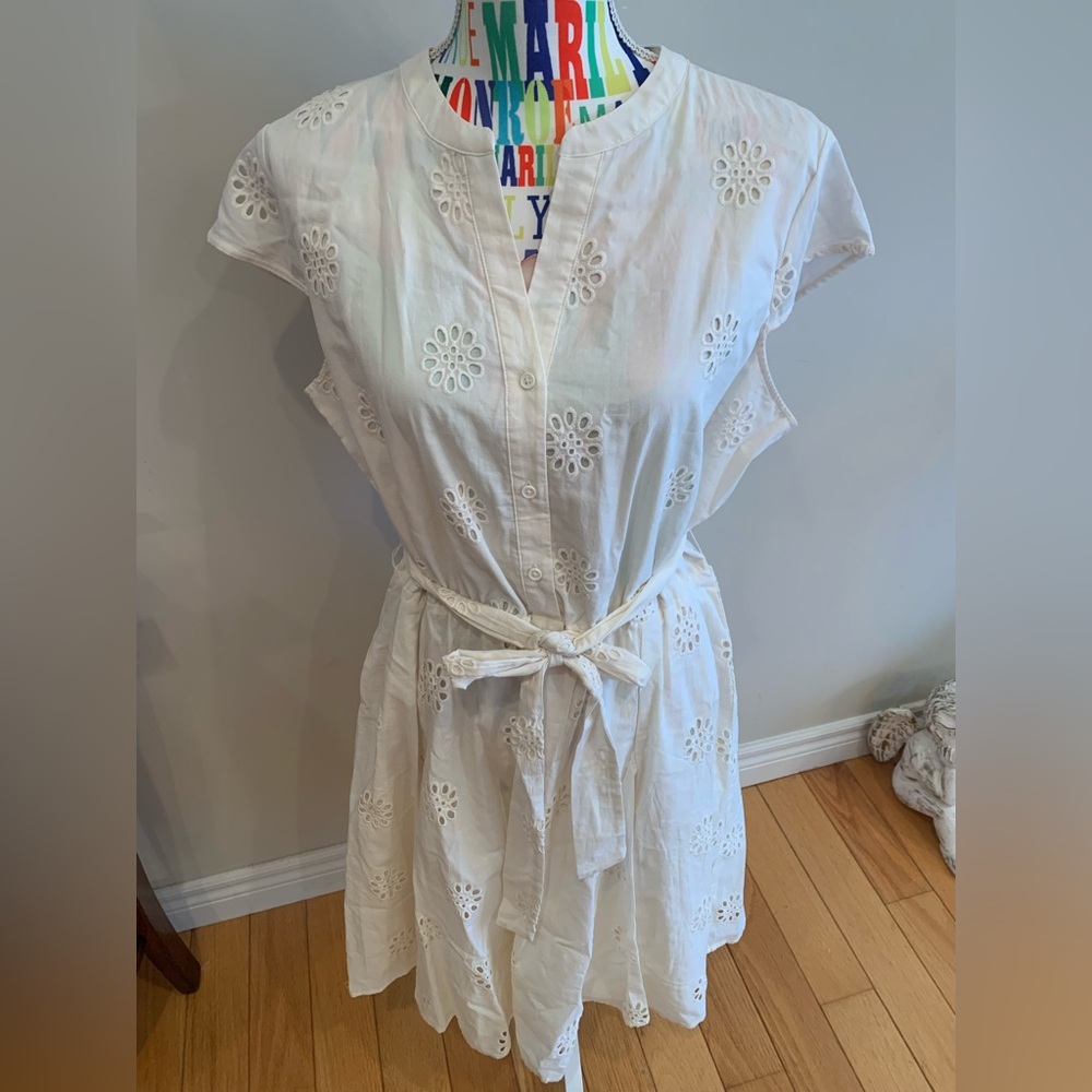 NWT Reitmans Cream Floral Eyelet Dress 100% Cotton